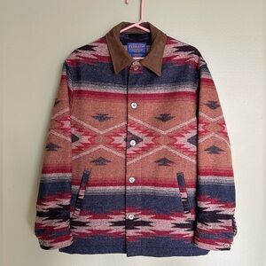 Pendleton Small Men’s Wool Jacket Coat, Western Tribal Southwest, button front